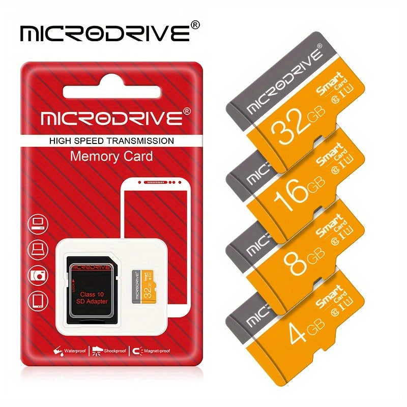 High speed Orange-gray Micro mini TF SD Card available in various sizes (4GB, 8GB, 16GB, 32GB, 64GB, 128GB, 256GB) with Class 10 TF U3 compatibility and SD adapter included.