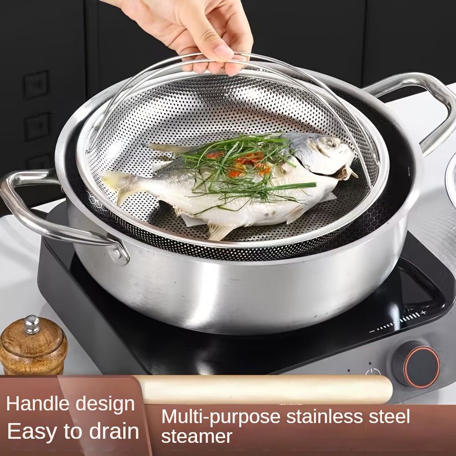 Stainless Steel Kitchen Basket: Electricity-Free and Multi-Functional Steamer for Cooking Rice, Dumplings, and Vegetables