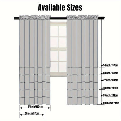 Set of 2 Transparent Bar Lace Curtain Panels for Bedroom and Living Room with Rod Pocket