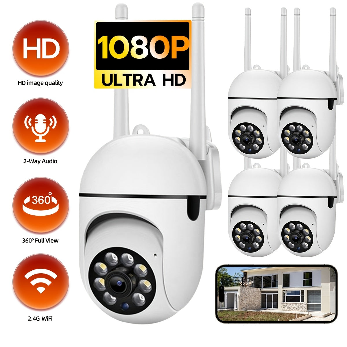 Enjoy the JOOAN 1080P Smart PTZ Camera - wirelessly connected to WiFi, offering HD Day & Night Vision, convenient Remote Voice Control via App, intelligent Human Tracking & Alert features