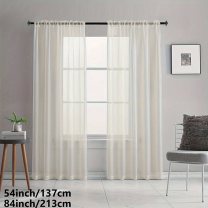 Set of 2 Sheer Curtain Panels, Rod Pocket Voile Sheer Drapes for Living Room/Bedroom - 2 Pieces