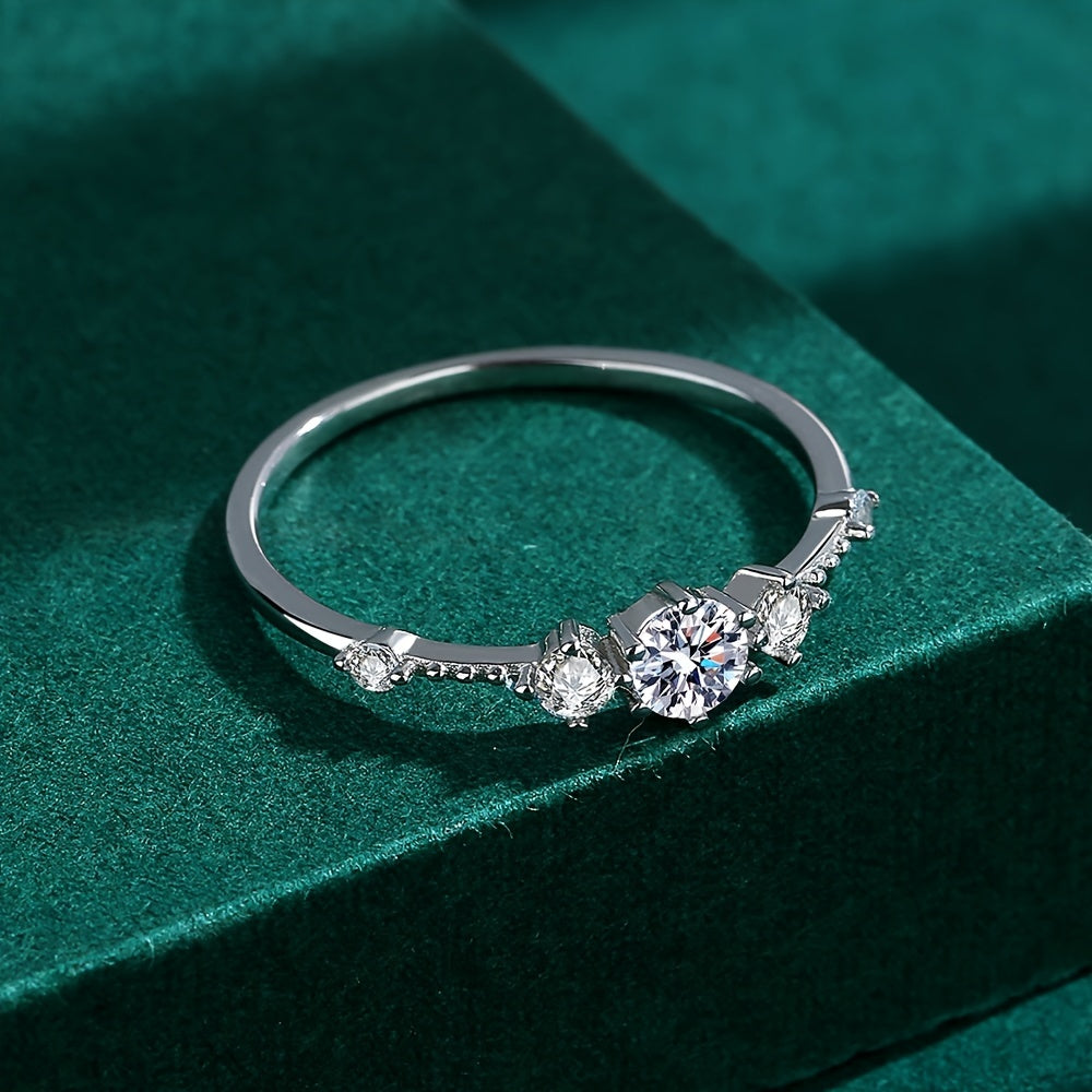 Exquisite Floral Design S925 Sterling Silver Ring with Cubic Zirconia, Ideal for Daily Wear and Valentine's Day - Featuring April Birthstone, Inspired by Korean and Japanese Fashion Trends, Elegant and Timeless Piece for 2022.