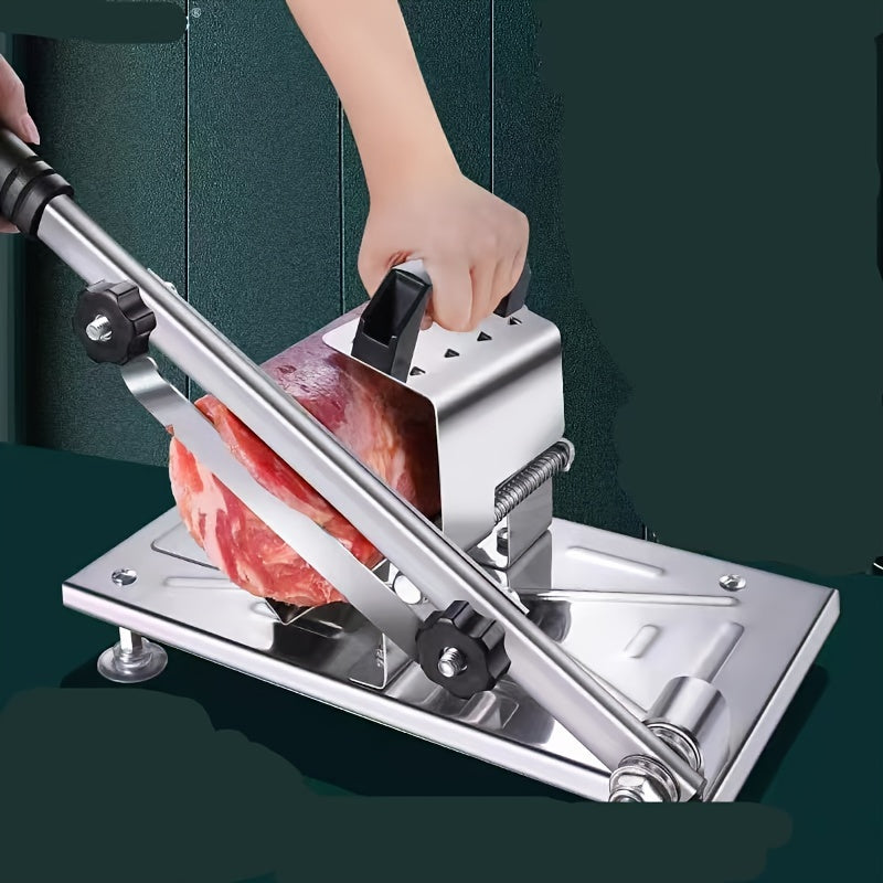 Effortlessly slice beef, mutton, venison, and ginseng with this stainless steel meat slicer - no electricity needed!