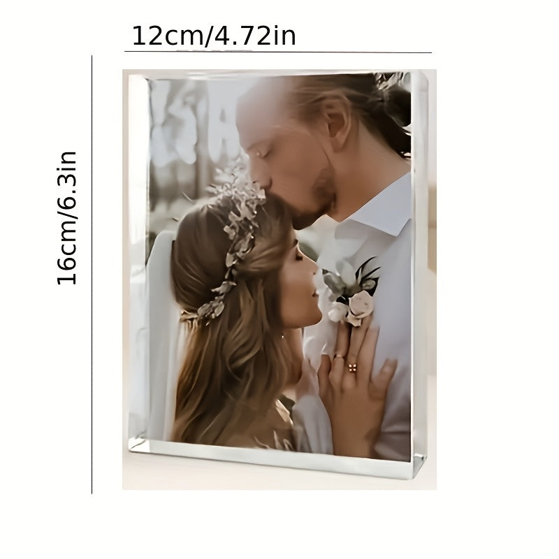 Unique Acrylic Photo Block - Customize Your Own Sleek Rectangular Sculpture Frame for Anniversary Present, Ideal for Enhancing Home, Office, or Commercial Spaces, Great for Adding a Stylish Touch to any Room