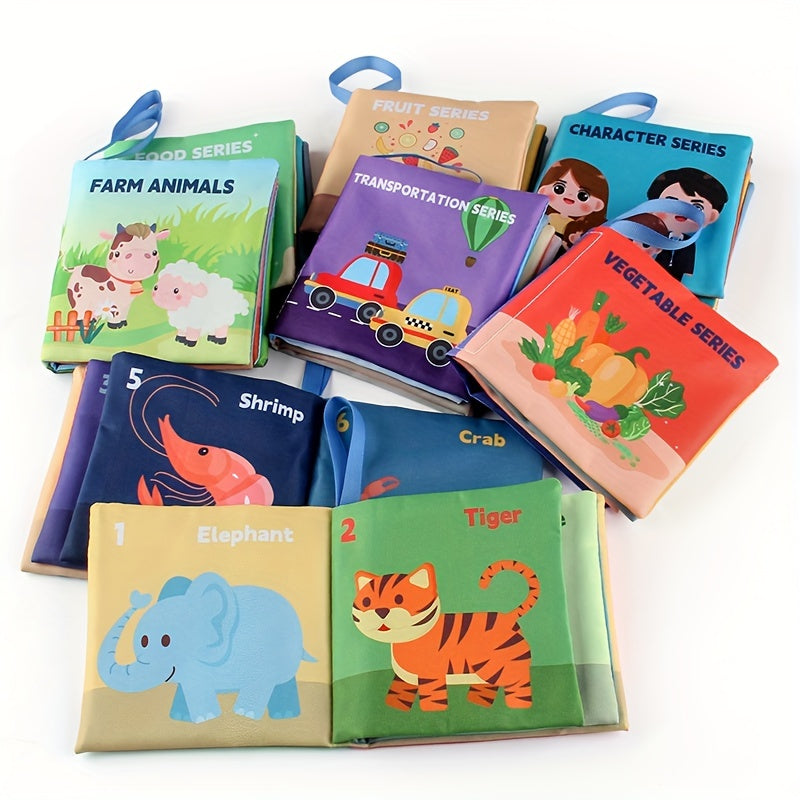 Set of 8 baby cloth books featuring animals, ideal for early education and makes a perfect holiday gift for little ones.