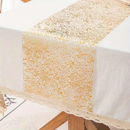 High-quality glittering metal table runner, ideal for DIY projects and special occasions such as parties and weddings, including Valentine's Day. Can be easily cut to desired size.