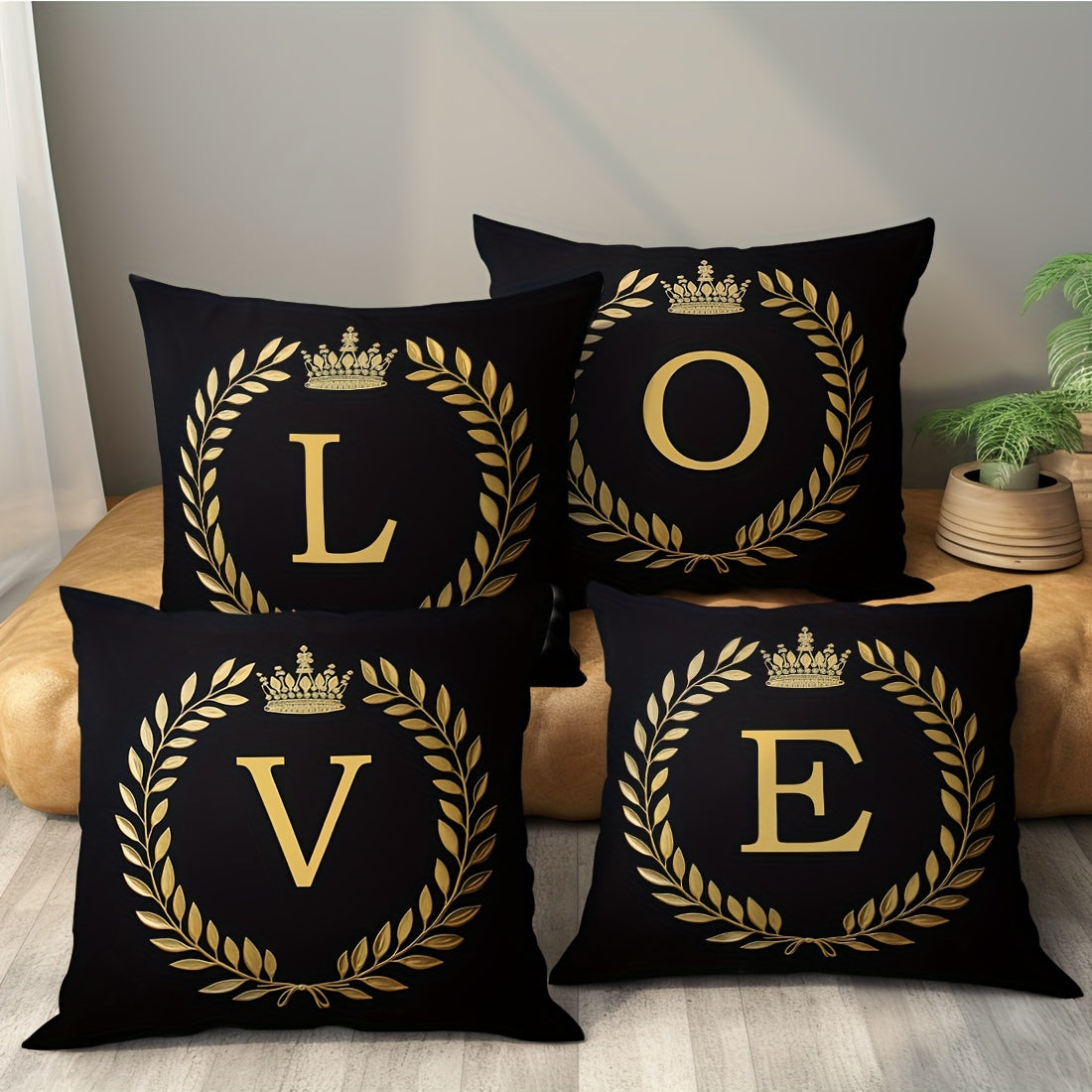 Stylish English letter print pillow cover made of soft peach skin velvet. Features zip closure and machine washable. Measures 45.72x45.72 cm, ideal for home and office decor.