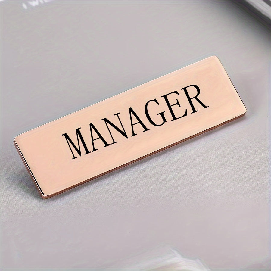 Unique Personalized Name Tag Pin – Sophisticated Stainless Steel Badge with Custom Engraving, Simple and Elegant Design, Fun Slogan Option for Company Identification – Square Badge Ideal for Executives and Industry Experts.