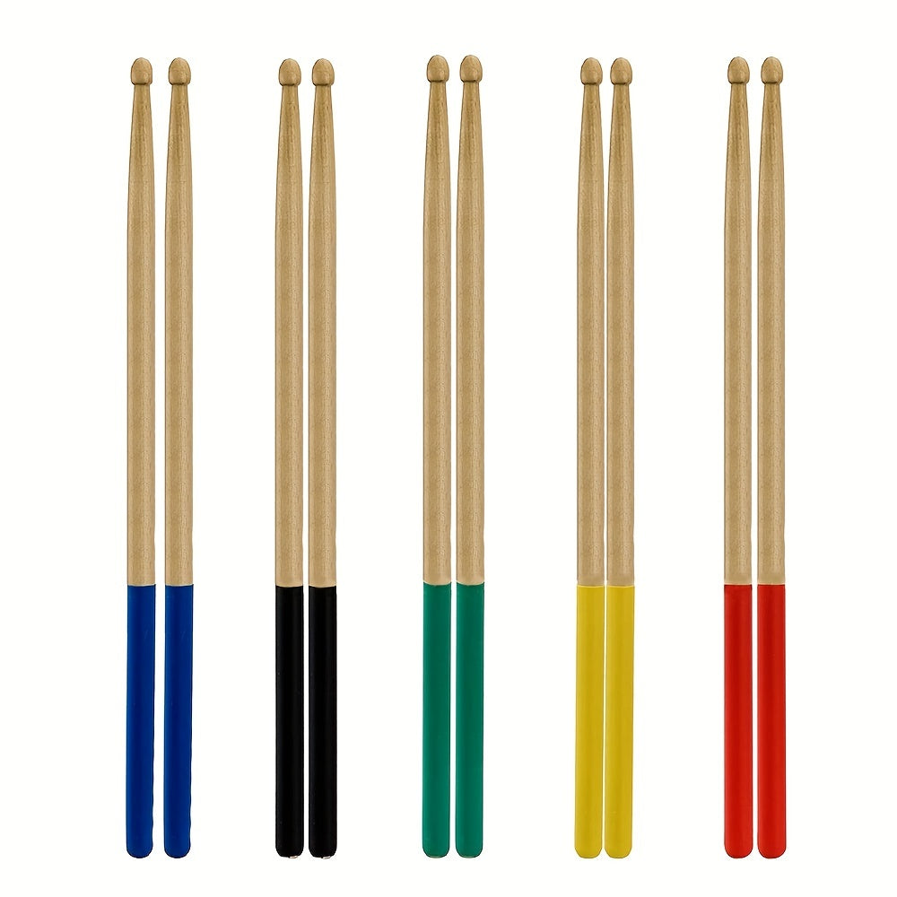 5A maple drumsticks with non-slip rubber handle, ideal for beginners. Available in 5 colors!