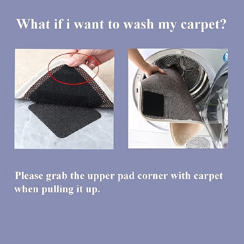 Ensure your carpets stay in place with 4 sets of Carpet Grippers, Hardwood Floor Anti-Slip Mat Grippers, Anti-Slip Tape for Carpets, Anti-Curling Carpet Tape, Car Floor Mat Fasteners, and Strong Self-Adhesive Hook and Loop Tape for a secure hold. Use