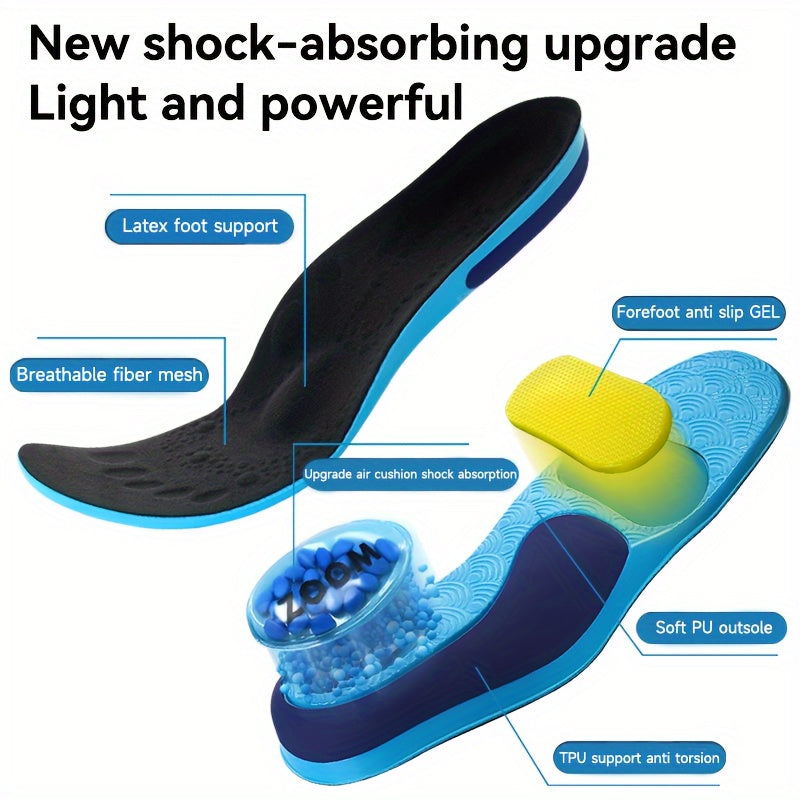 Shock-absorbing arch support insoles for running and work boots provide a comfortable fit and are ideal for long periods of standing.