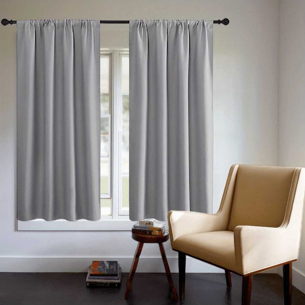 One Blackout Curtain (1 Panel) - Thick Rod Pocket Curtain for Heat Insulation and Light Blocking in Bedroom, 200g;