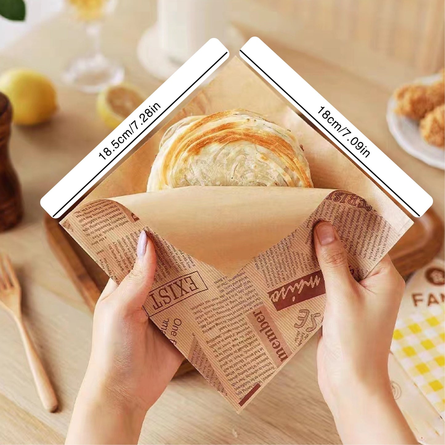 Packaging Bag: 50/100pcs of Oil Proof and Waterproof Paper Bags with Corner Opening. Perfect for Restaurants, Parties, and Travel. Ideal for Sandwiches, Egg Tarts, French Fries, and other cooked foods. These bags are kitchen organizers and storage