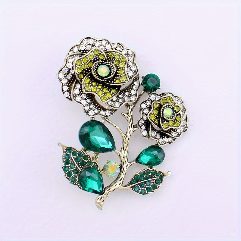 Exquisite Camellia Flower Brooch Set - Inspired by Vintage Elegance, Made with Luxurious Alloy, Ideal for Adding Charm to Sweaters & Coats, Perfect for Parties & Dinners