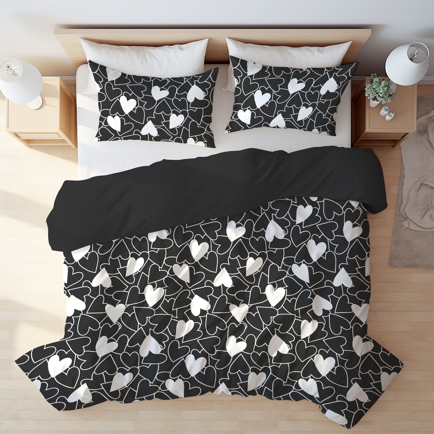 Get ready for the season of love with our Heart Print Valentine's Day Bedding Set. This set includes 1 Duvet Cover and 2 Pillowcases, all brushed for a soft and comfortable feel. Perfect for any bedroom or guest room, this skin-friendly set is suitable