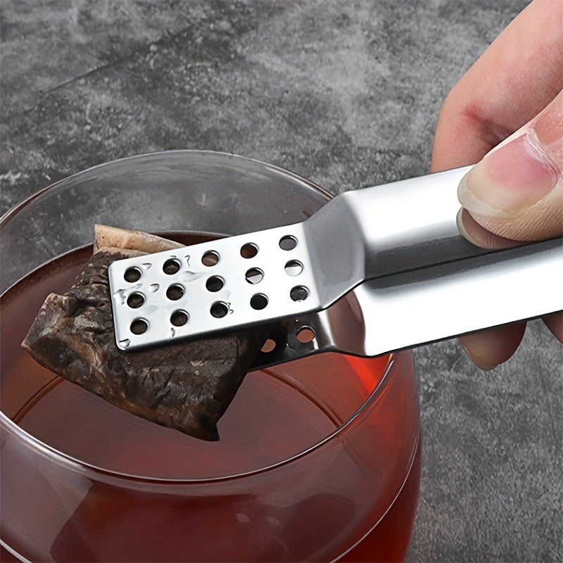 Stainless Steel Tea Bag Squeezer and Strainer - Great for Grasping Ice Cubes and Loose Tea Bags - Suitable for Black, Herbal, and Earl Grey Teas - 1 Piece