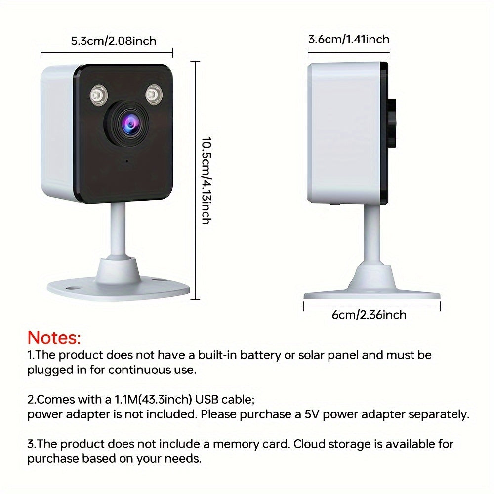 Zhxinsd Indoor Security Camera - 1080P HD with Motion Detection, Smart Night Vision, Two-Way Audio, and WiFi Connectivity for Home Safety Monitoring.