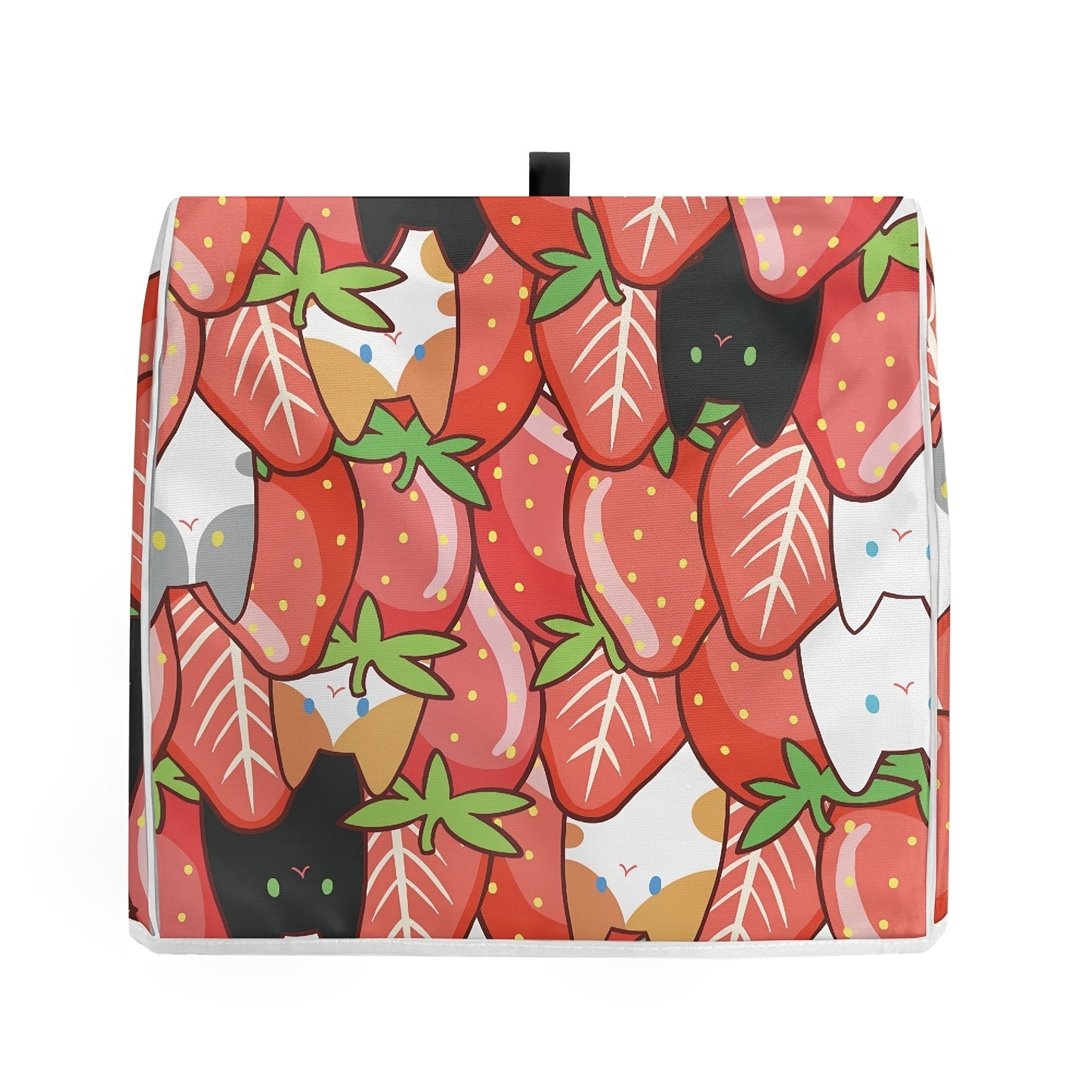 Adorable Strawberry and Kitten Cartoon Stand Mixer Cover - Designed for 6-8 Quart Mixers, Made of Polyester for Dust Protection, Features Top Handle and Accessory Pocket, Perfect for Strawberry Fans, 1 Piece Dust Cover included