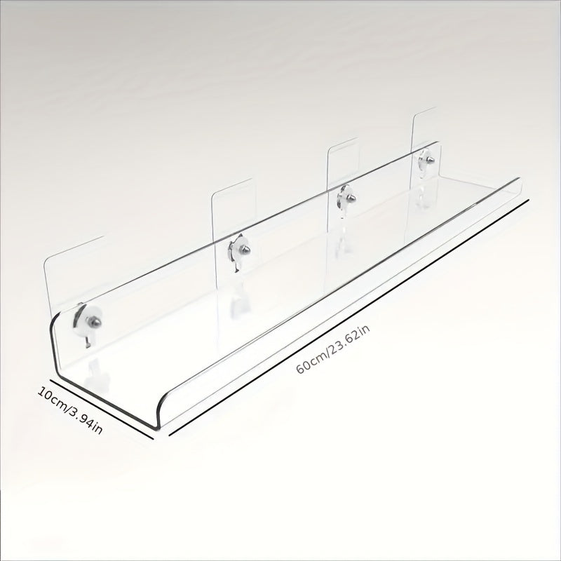 Прозрачные акриловые плавающие полки для различных用途 в ванной, кухне или для展示 виниловых пластинок. Утилитарные стеллажи без золотых трубок в комплекте.