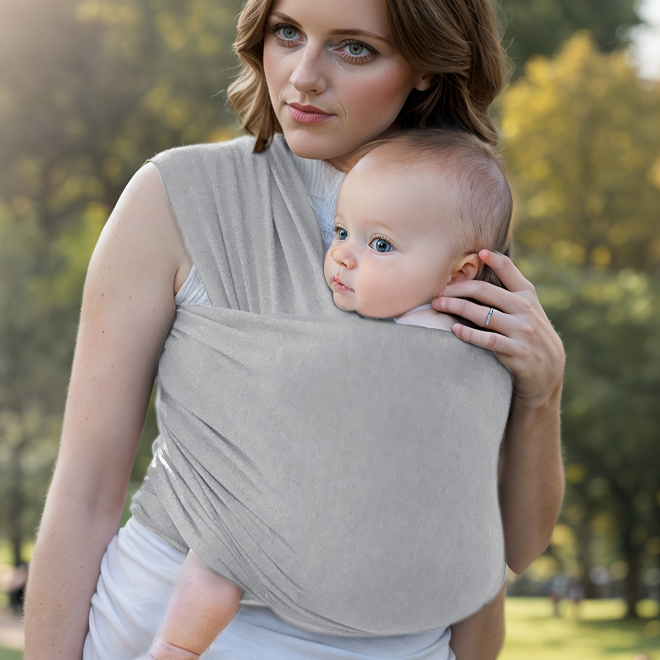 Soft and Stretchy Baby Wrap Carrier, Breathable Hands-Free Baby Sling, Lightweight Baby Carrier Wrap