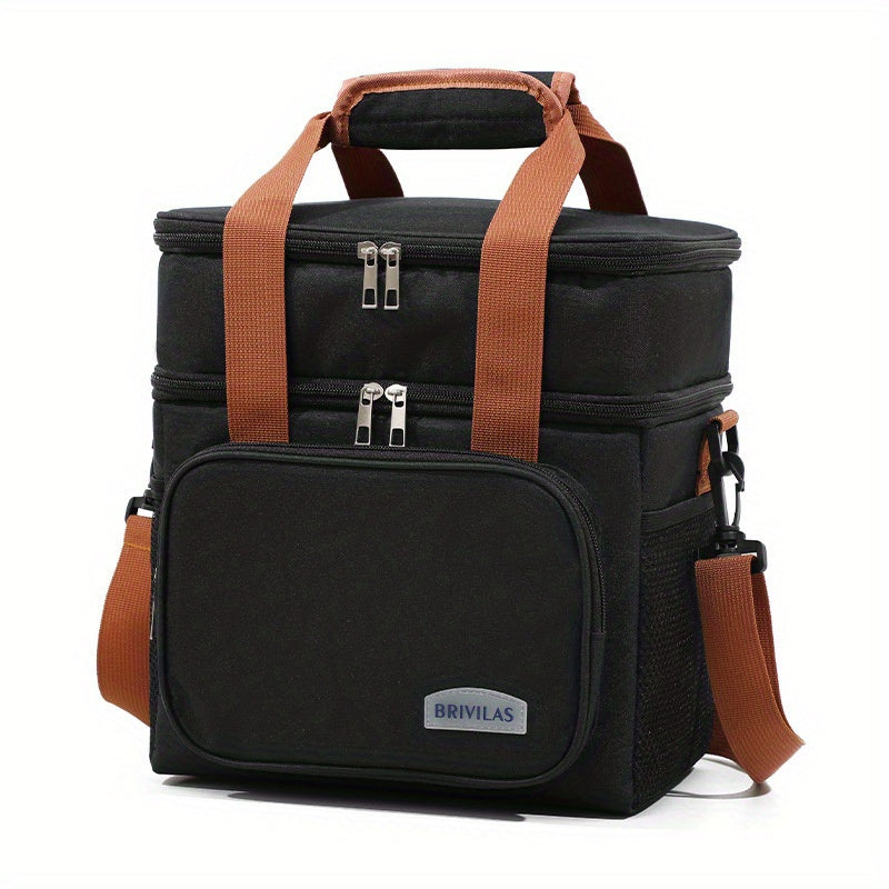 1 double layer insulated lunch bag for adults, suitable for work, school, picnic, or travel.