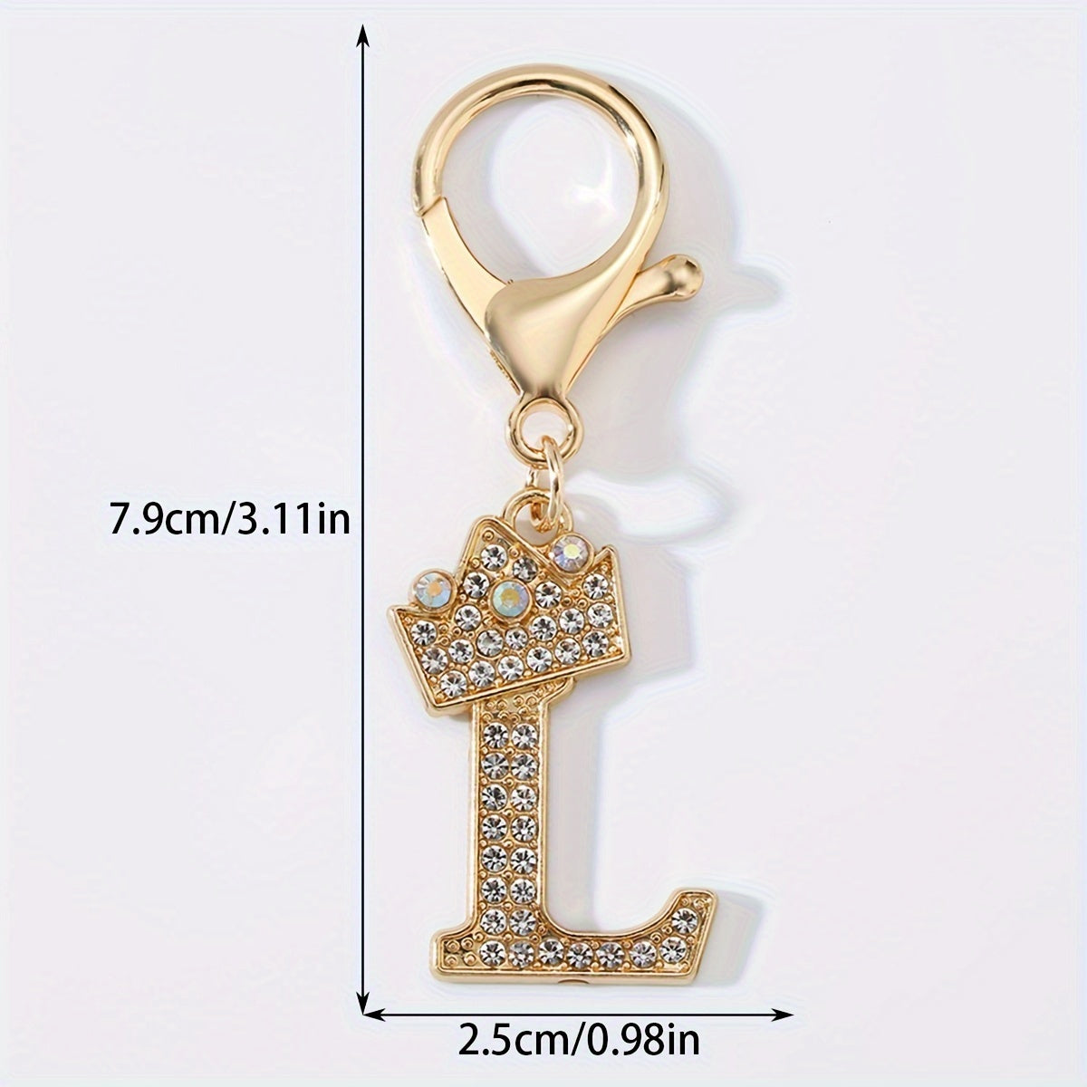 1pc Fashion Zinc Alloy Artificial Diamond Crown 26 English Letters Key Chain for Men, Bag Pendant for Friends.