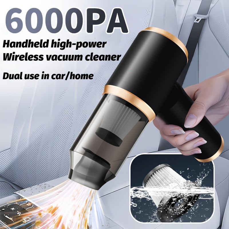 Car vacuum cleaner gift set with 6000PA vacuum and 7 accessories. Powerful cordless option for car and home use with strong suction and protective features against motor blockage and