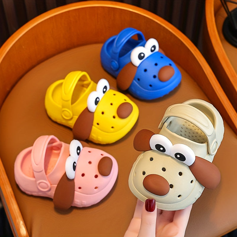 Girls' Hole Shoes, Cute Cartoon Dog Slippers, Kids' Walking Shoes, Lightweight Breathable Sandals for All Seasons