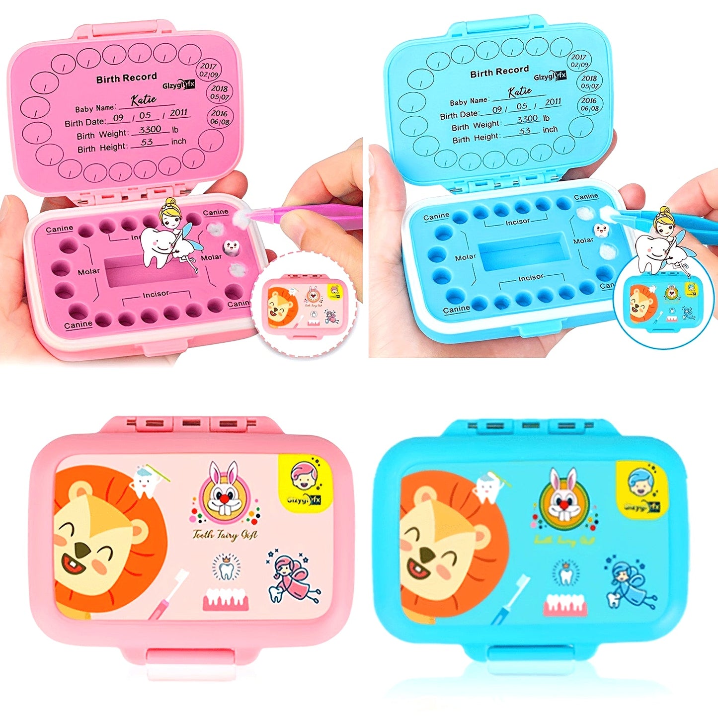 Glzyglyfx Baby Teeth Keepsake Box - Keepsake Tooth Holders for Kids, Tooth Saver and Storage Container for Lost Teeth