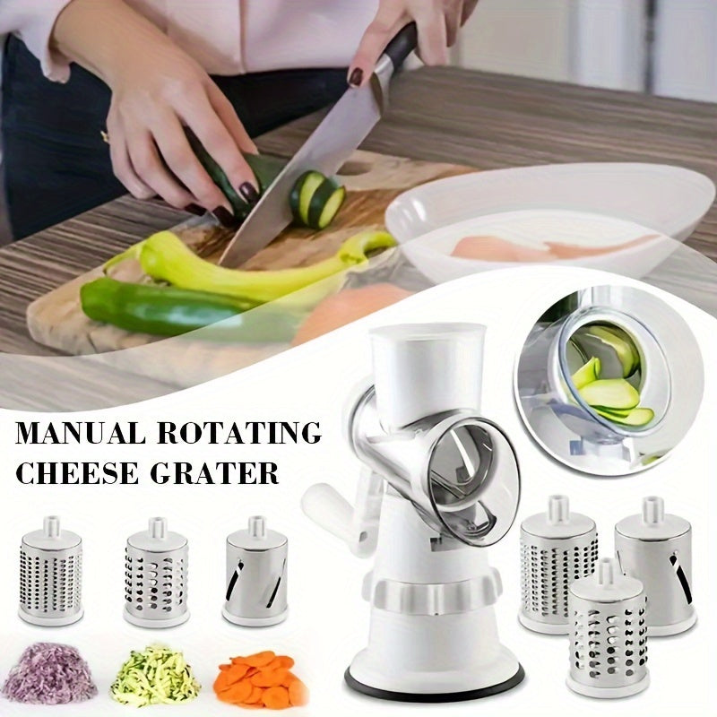 Essential Kitchen Gadget: Multifunctional Fruit and Vegetable Cutter Set with Container, Cheese Grater - 4-in-1 Manual Chopper and Slicer