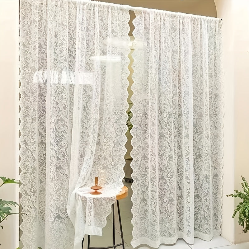 Stunning White Sheer Curtain featuring Phoenix Tail Design and Floral Accents - Provides UV Protection, Includes Rod Pocket, Ideal for Enhancing Living Room & Bedroom Decor, Exquisite Elegance