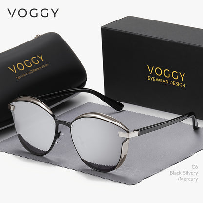 VOGGY Retro Butterfly Polarized Fashion Glasses for Men & Women - Metal Frame, Ideal for Driving, Hiking, Cycling, Fishing, Travel & Parties