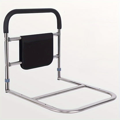 Adjustable stainless steel bed rail for elderly, fits most beds.