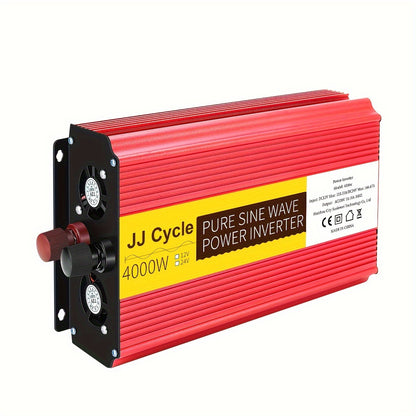 5000W/4000W Pure Sine Wave Inverter converts DC 12V/24V to AC 220V, 50Hz for car electronics with EU plug.