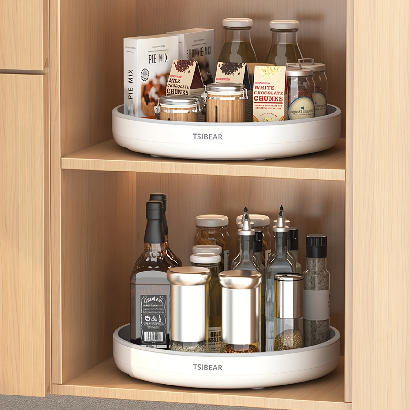 360° Rotating Kitchen Tool Organizer - This versatile countertop storage rack is perfect for organizing condiments, soy sauce, and vinegar. It also includes a durable plastic fruit tray for added convenience.