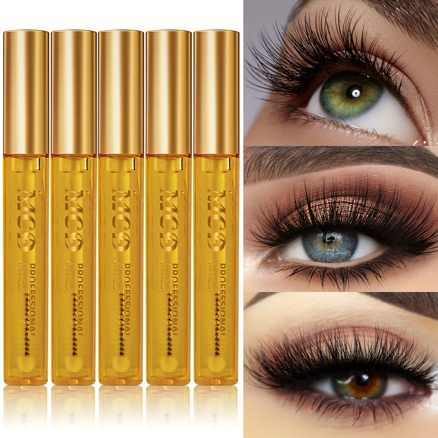 5 pieces of Nourishing Eyelash Serum containing natural ingredients that enhance slender and curling eyelashes, in the form of a gel mascara cream.