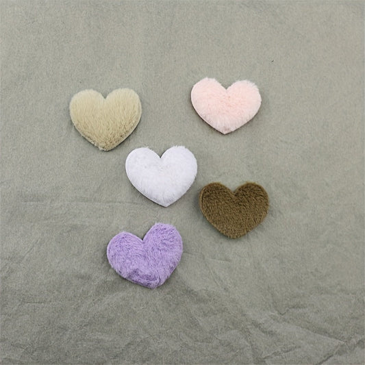 Ample 80-piece set of vibrant plush fabric heart shapes for creating DIY projects like plush dolls, clothing decorations, patchwork, and scrapbooking.