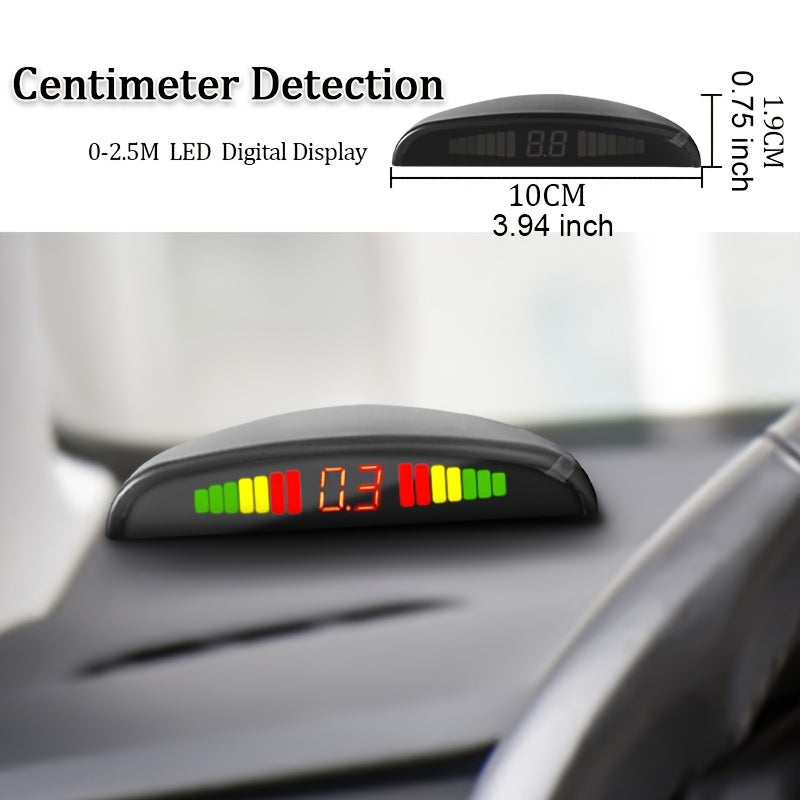 Hippcron Parking Sensor Kit: 4 probes, LED indicator, easy install, ultrasound detection, includes drill saw & 8 colors - Improve driving safety.