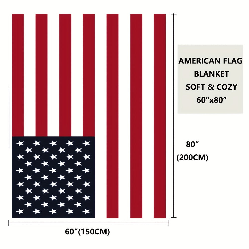 This flannel blanket featuring an American flag print is incredibly soft and versatile. Ideal for use on beds, couches, chairs, while camping, in living rooms, offices, or as a thoughtful gift. Perfect for any holiday season.