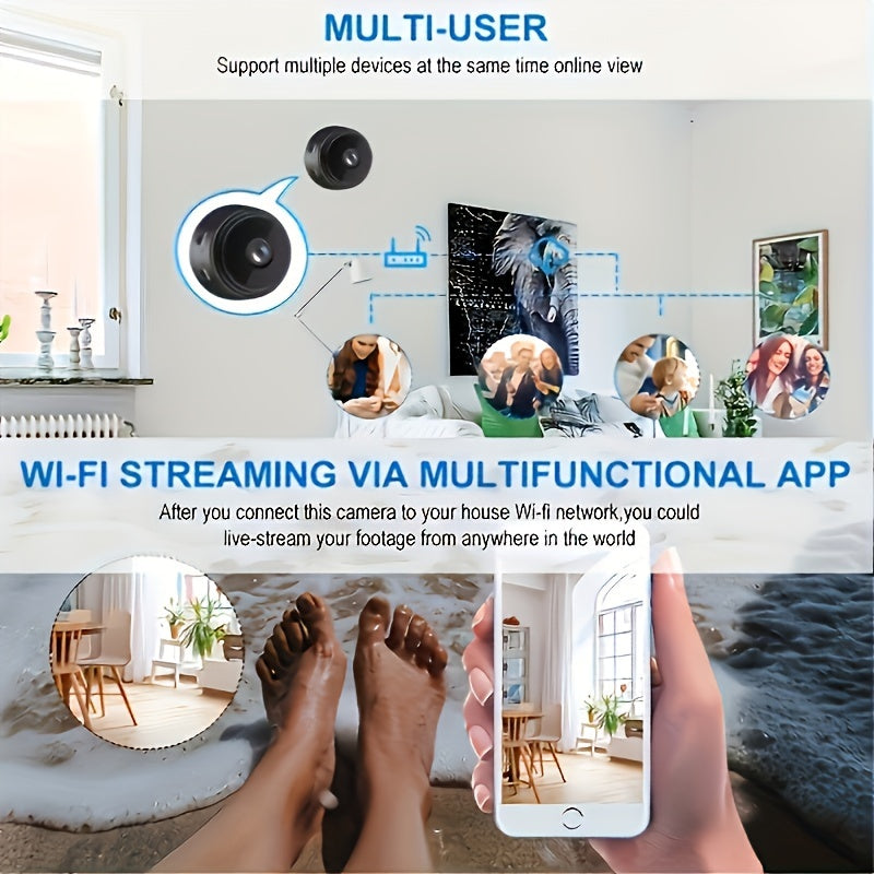 Wireless Small Camcorder for Smart Home Security - Wifi IP Camera with IR, Video Surveillance, and CCTV Camera features (SD Card not included)