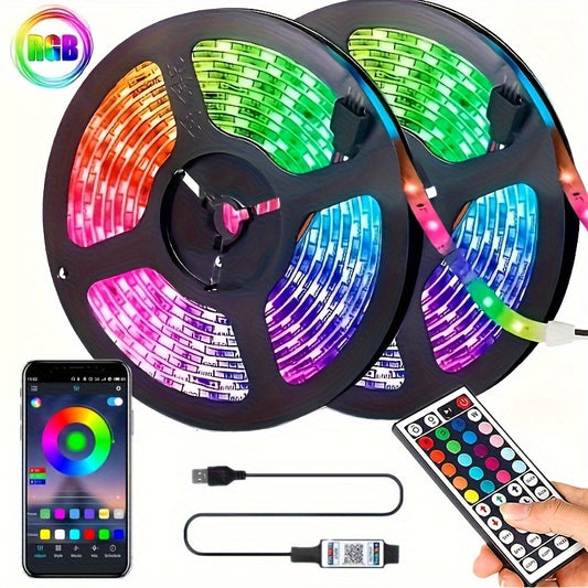 LED Strip Lights with RGB Music Sync Color Changing, Smart Application Remote Control, USB LED Night Light for TV Screen Desktop Backlight Bedroom Home Party Festival Decor. Includes