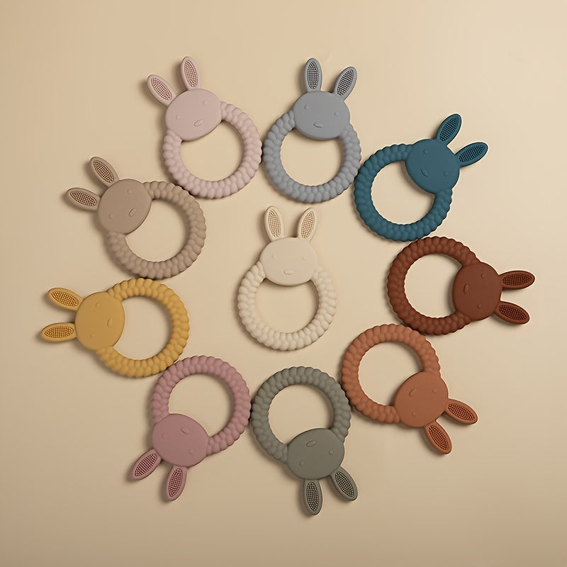 Silicone Teething Toy for Babies - Cute Rabbit Design, Safe for Chewing and Soothing Gums, Perfect for Newborns