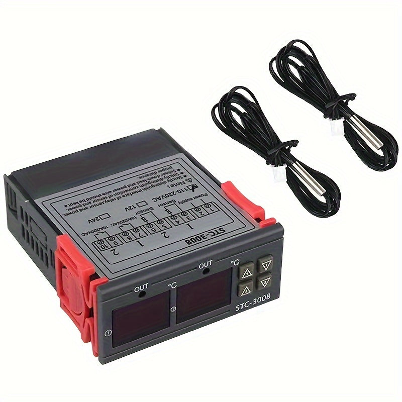 STC-3008 Smart Dual Control Temperature Controller with Digital Display - 110V/220V, Battery-free - Perfect for Aquariums