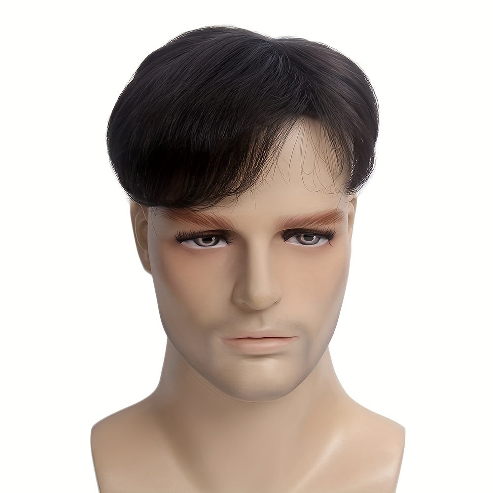 Stylish Short Fluffy Wig with Side Part and Bangs, Natural and Comfortable Hairpiece in 3 Colors for Men's Casual Wear, School Events, Parties, Cosplay, and Photos.