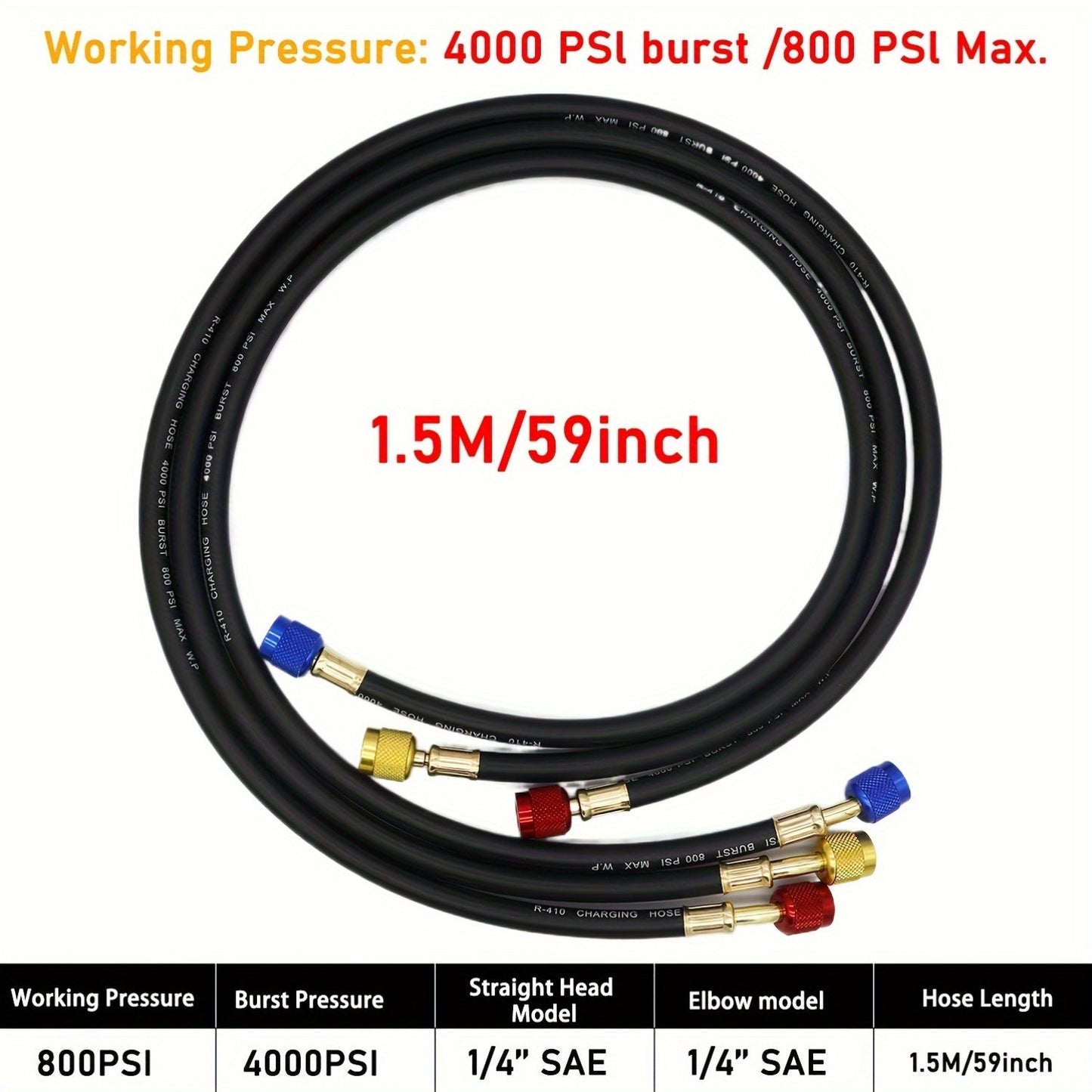 The Mythtiger R410A High Pressure Refrigerant Charging Hose Set with Adapter is a must-have for car air conditioning maintenance. This HVAC Fluoride Filling Pipe is a convenient pressure tool accessory made of durable plastic and stainless steel