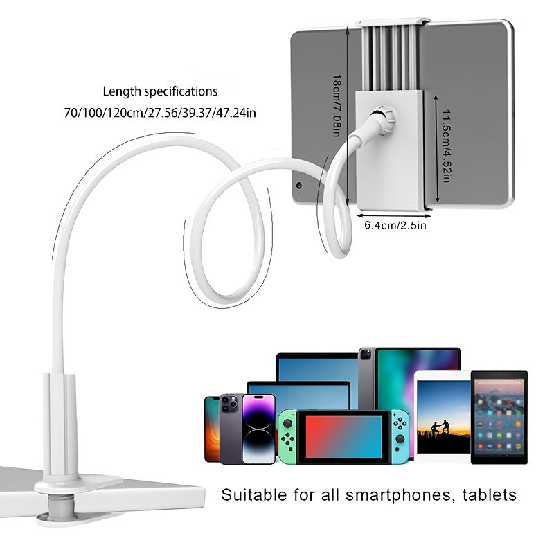 Best-selling universal tablet phone holder, adjustable, rotating stand in black and white.