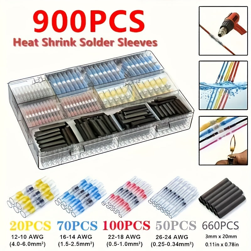 300//900pcs Heat Shrink Wire Connectors for Marine & Automotive Use