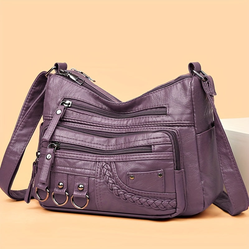 2023 New Fashion Mom Bag: Women's Casual Messenger Bag with Adjustable Strap, Large Capacity and Trendy Sewing Thread Detail.