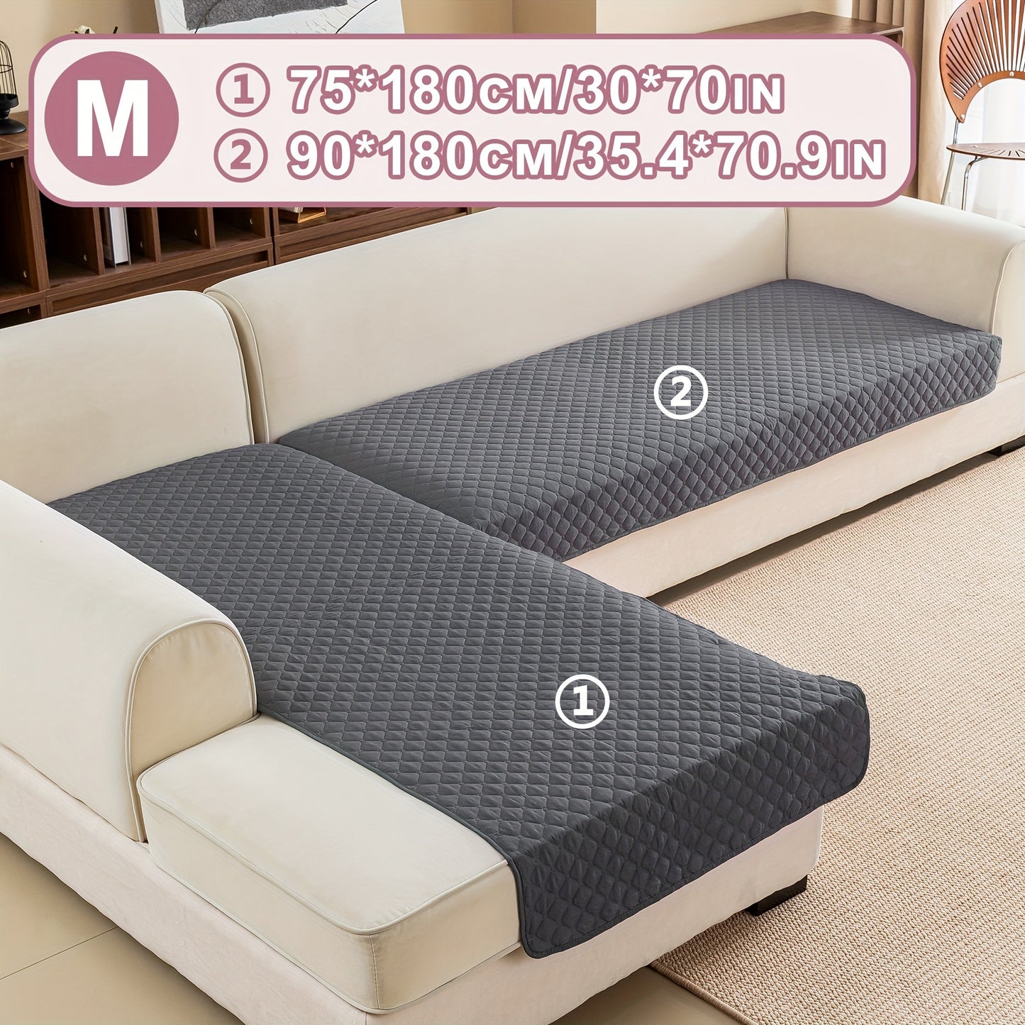 2 durable L-shaped sofa protectors for both left and right sofas, machine washable.