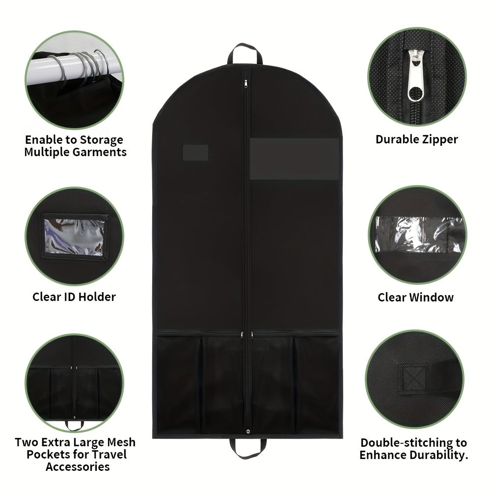 Heavy Duty Garment Bag with Pocket for Dresses and Coats - Perfect for Travel and Storage, Featuring a Convenient Zipper